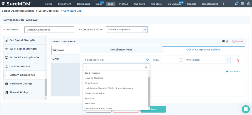 Custom compliance policy for Windows and Linux