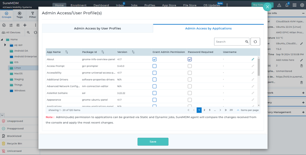 Admin access to applications using SureMDM Dynamic jobs
