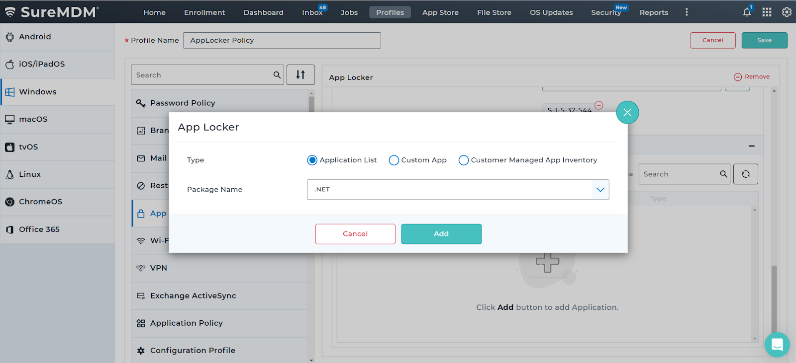 App select with app locker