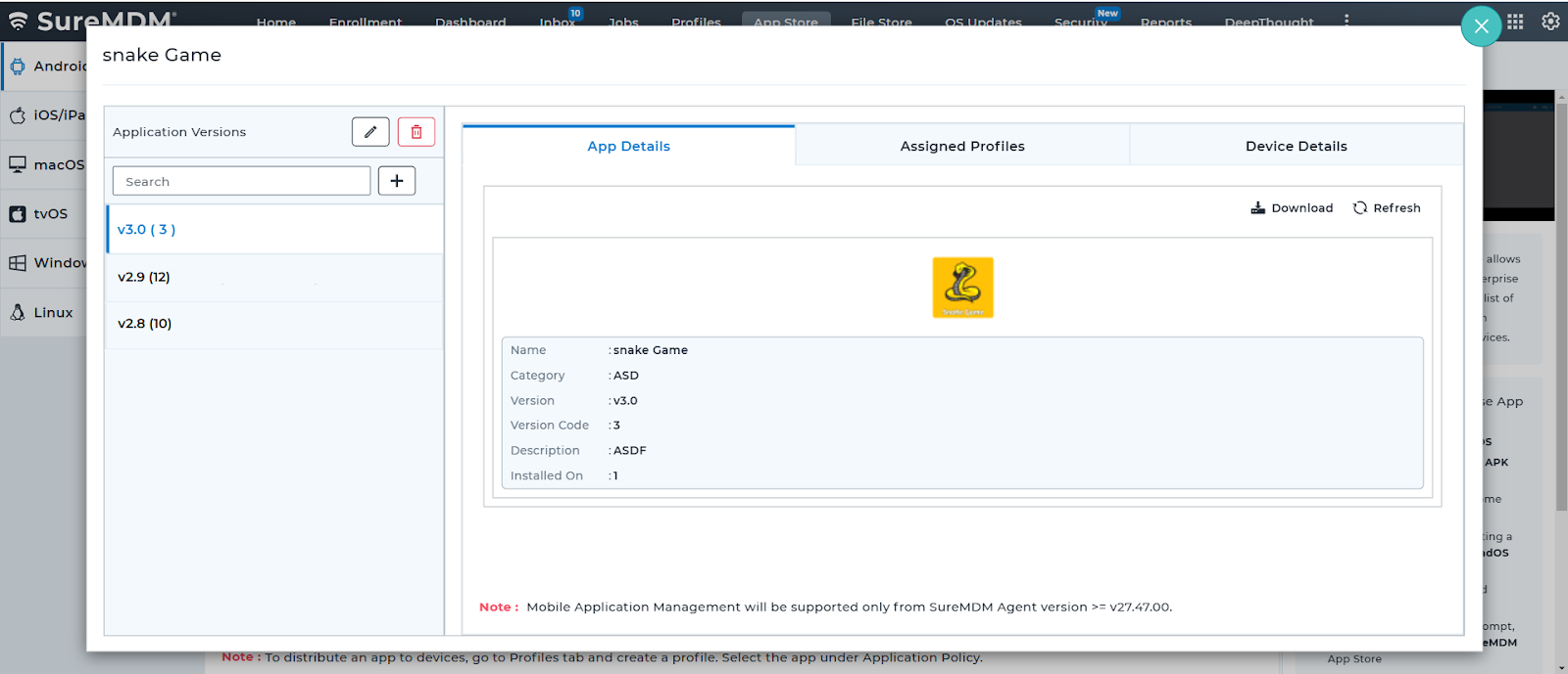 SureMDM Mobile Application Management (MAM) - Adding multiple app versions