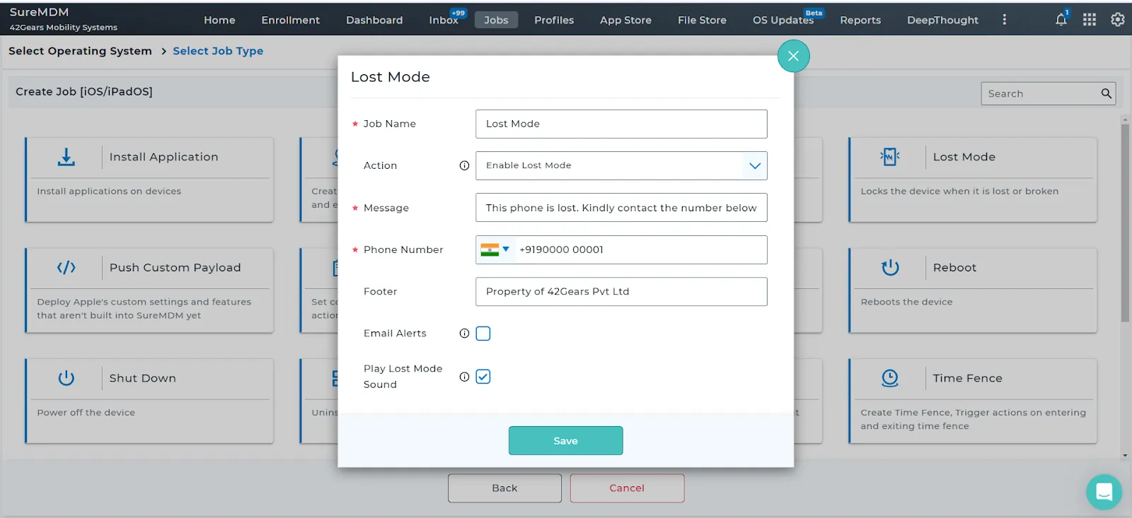 Enabling Lost Mode for iOS/iPadOS devices in SureMDM