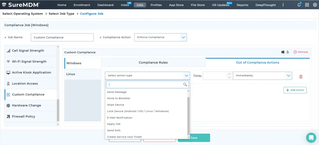 Custom compliance policy for Windows and Linux