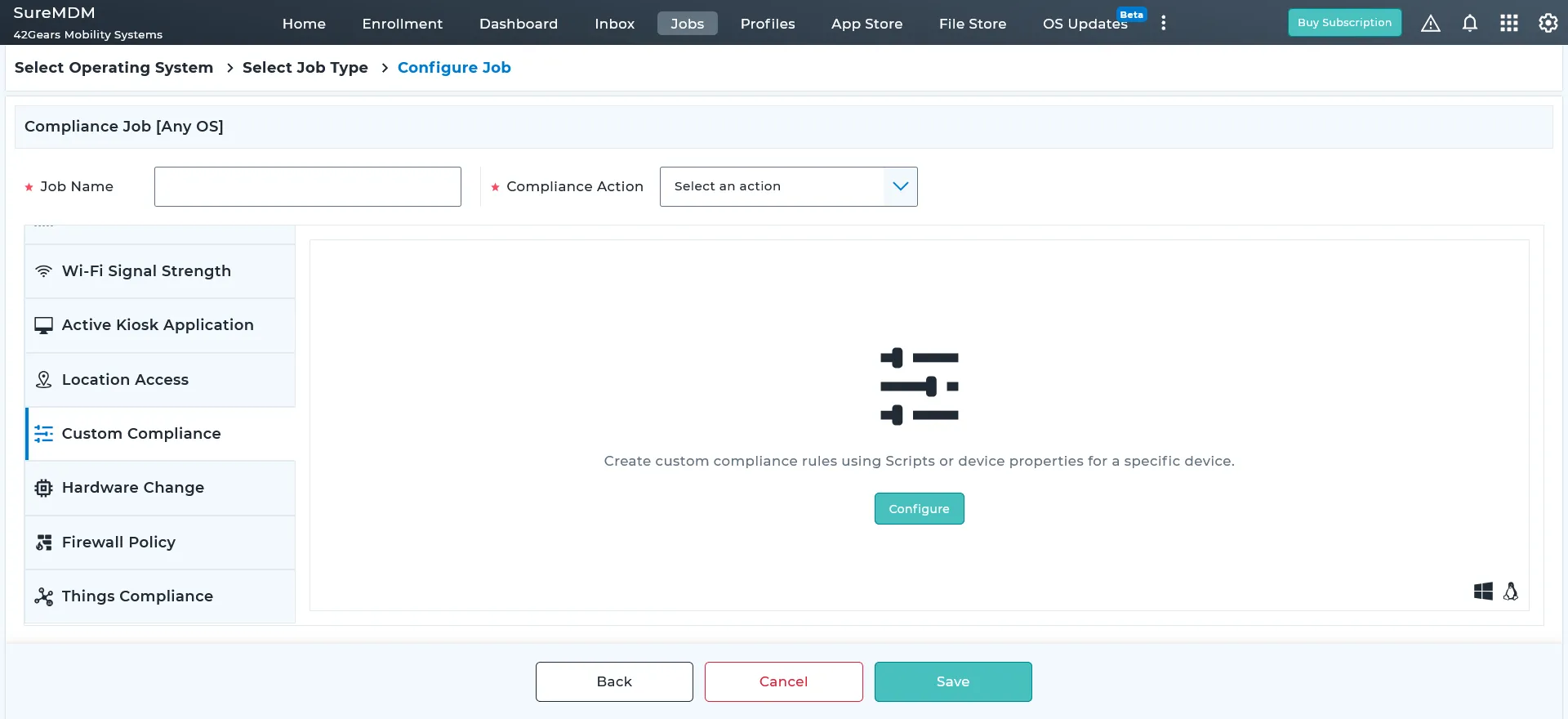 Evaluating for device compliance with Custom Device Properties in the SureMDM web console.