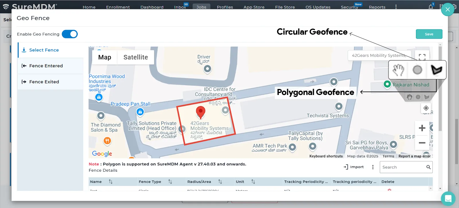 Setting up geofences in SureMDM Web Console