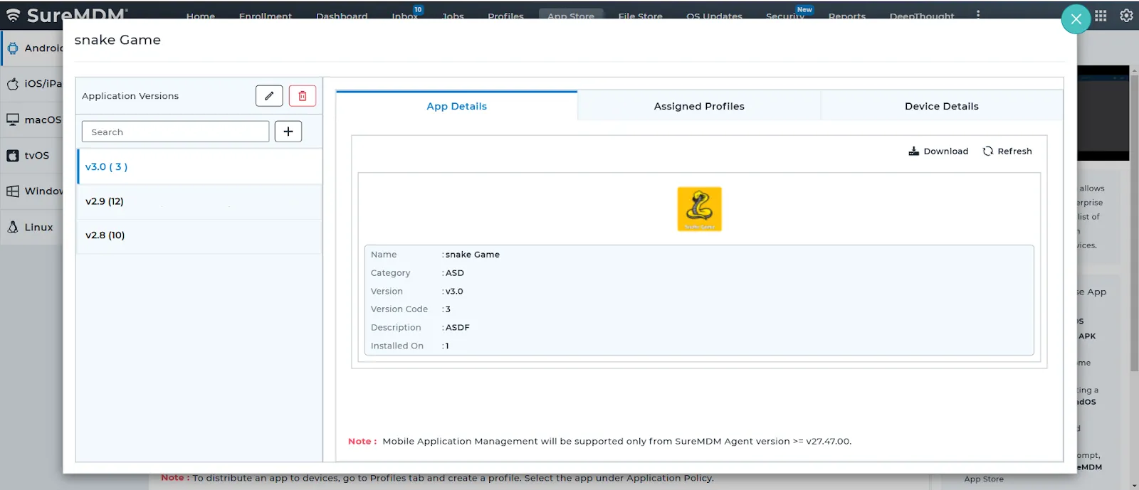 SureMDM Mobile Application Management (MAM) - Adding multiple app versions