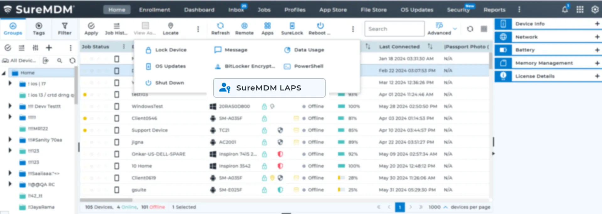 SureMDM LAPS-Dynamic Job