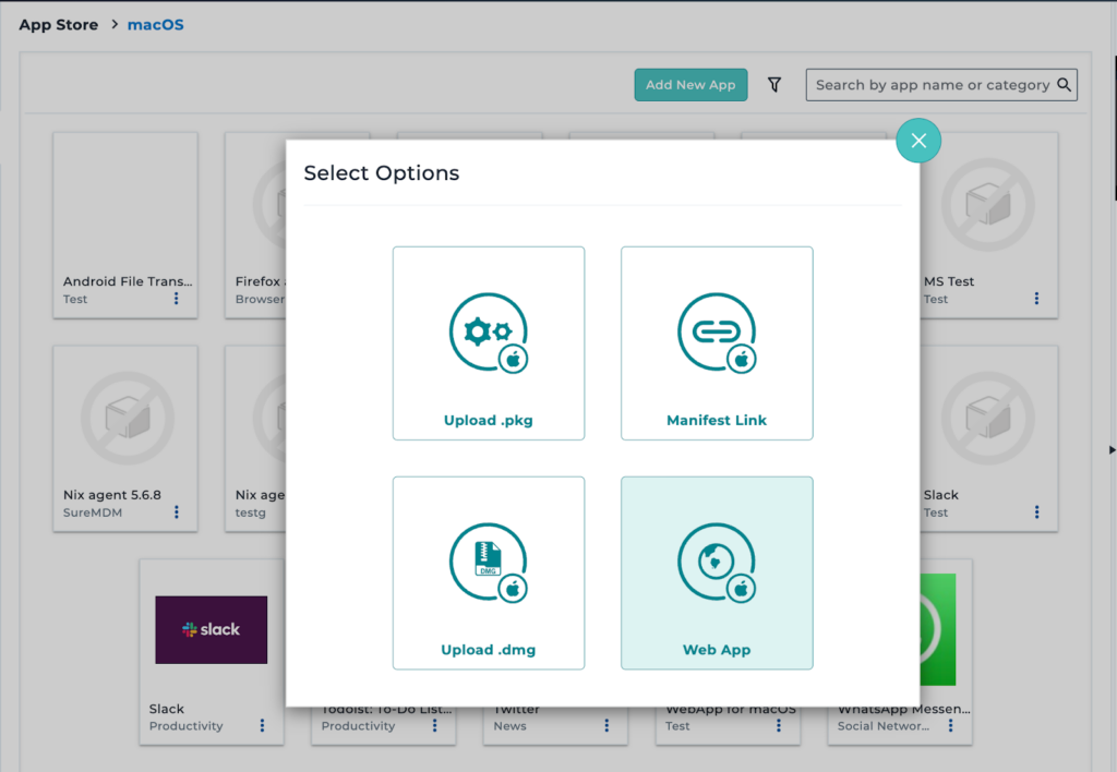 Adding Web App in SureMDM Web Console