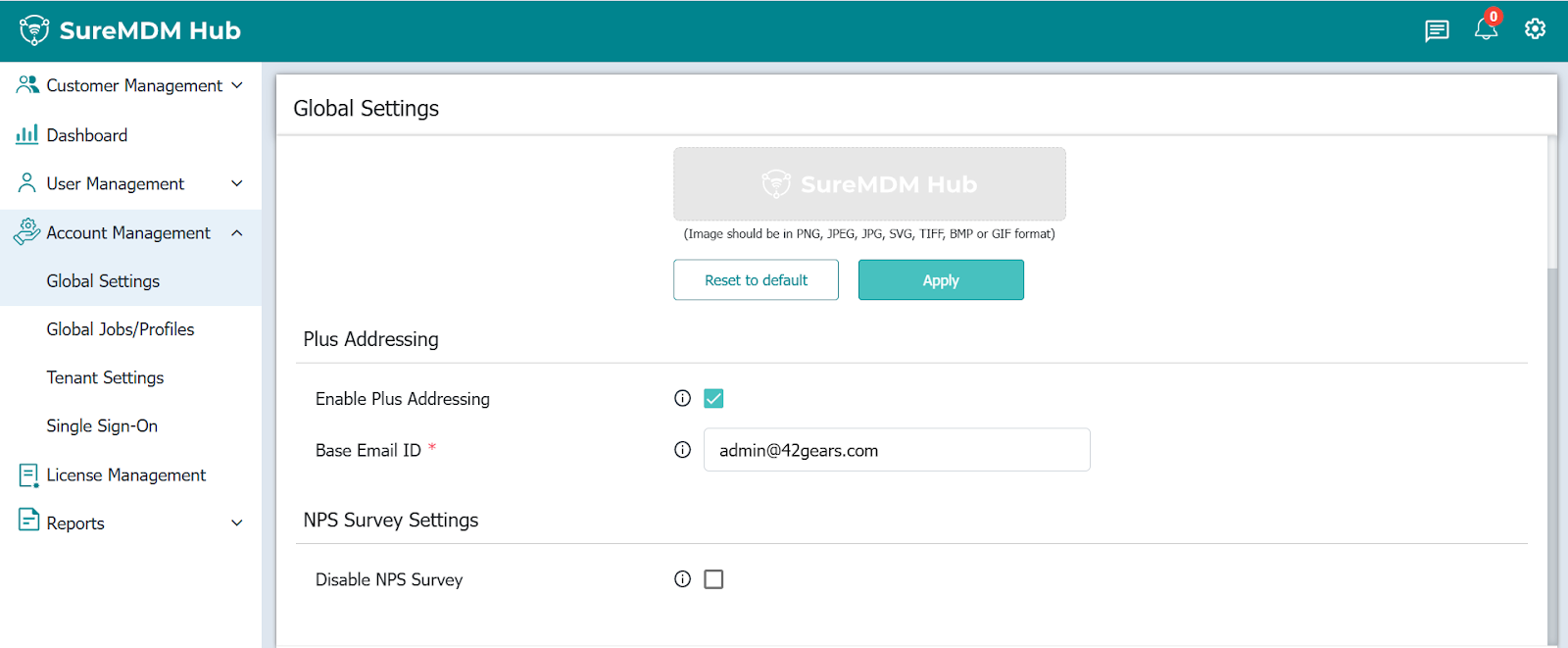 Plus Addressing in SureMDM Hub Console